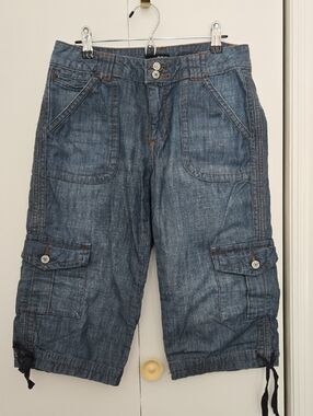 a.n.a Denim Blue Jean Bermuda Shorts Cotton Size 8 Petite
